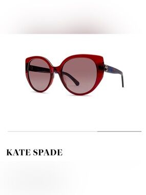 kate spade Women's Red Rounded Cat-Eye Sunglasses with Patterned Temples